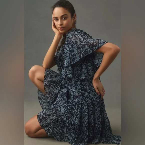 Anthropologie Short-Sleeve Keyhole Swing Tunic Mini Dress - Picture 4 of 15